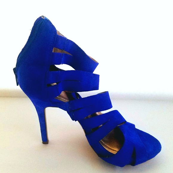 blue suede strappy heels